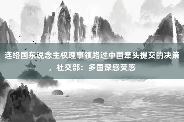 连络国东说念主权理事领路过中国牵头提交的决策，社交部：多国深感荧惑