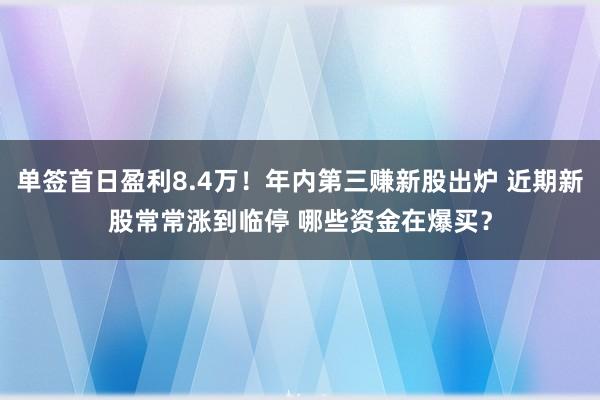 单签首日盈利8.4万！年内第三赚新股出炉 近期新股常常涨到临停 哪些资金在爆买？