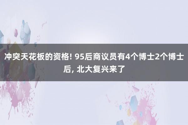 冲突天花板的资格! 95后商议员有4个博士2个博士后, 北大复兴来了