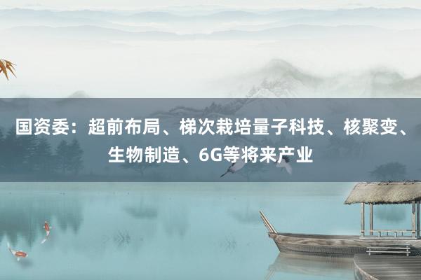 国资委：超前布局、梯次栽培量子科技、核聚变、生物制造、6G等将来产业