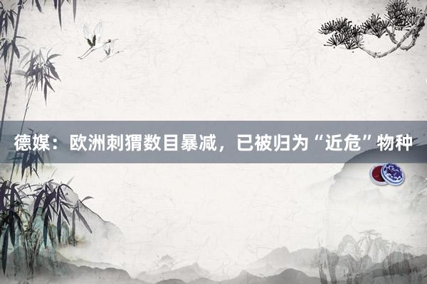 德媒：欧洲刺猬数目暴减，已被归为“近危”物种