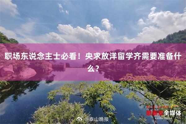 职场东说念主士必看！央求放洋留学齐需要准备什么？