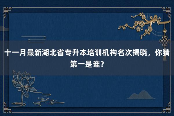 十一月最新湖北省专升本培训机构名次揭晓，你猜第一是谁？