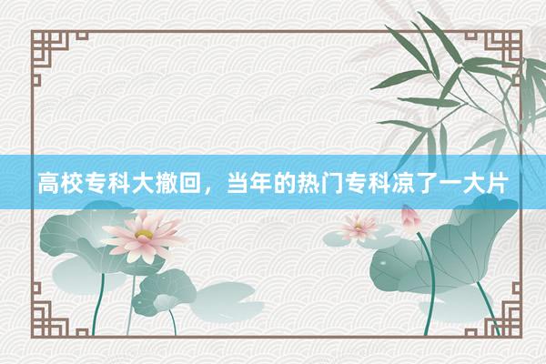 高校专科大撤回，当年的热门专科凉了一大片