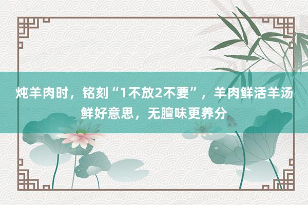 炖羊肉时，铭刻“1不放2不要”，羊肉鲜活羊汤鲜好意思，无膻味更养分