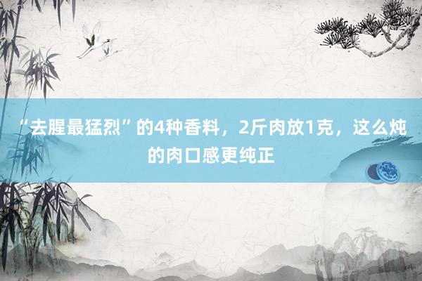 “去腥最猛烈”的4种香料，2斤肉放1克，这么炖的肉口感更纯正