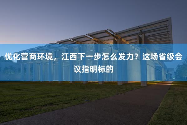优化营商环境，江西下一步怎么发力？这场省级会议指明标的