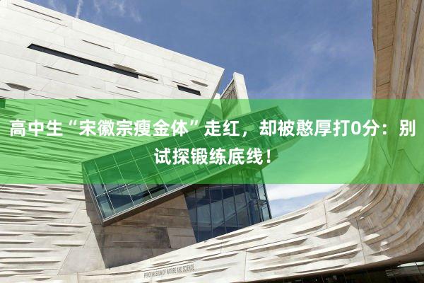 高中生“宋徽宗瘦金体”走红，却被憨厚打0分：别试探锻练底线！